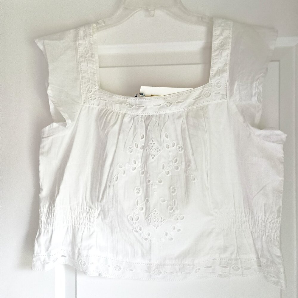 White Eyelet Square-Neck Blouse - Women